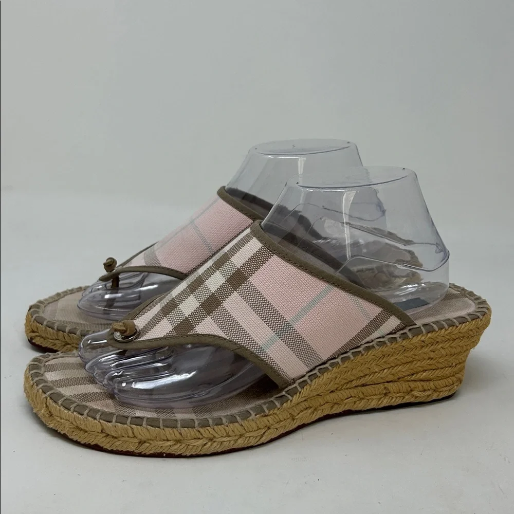 Burberry Mews Espadrille Wedges Nova Check Pattern Size 41
